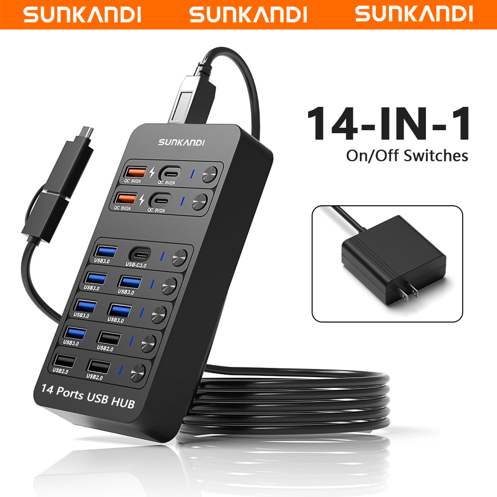 Usb Hub Gaming - SUNKANDI Hub USB alimentato 14 in