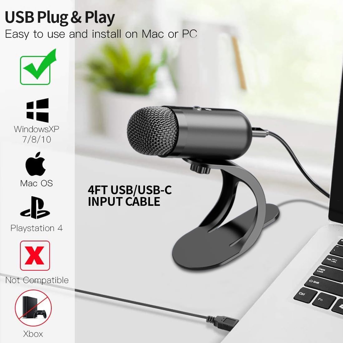 Gaming Microphone - Microfono USB professionale a condensatore per