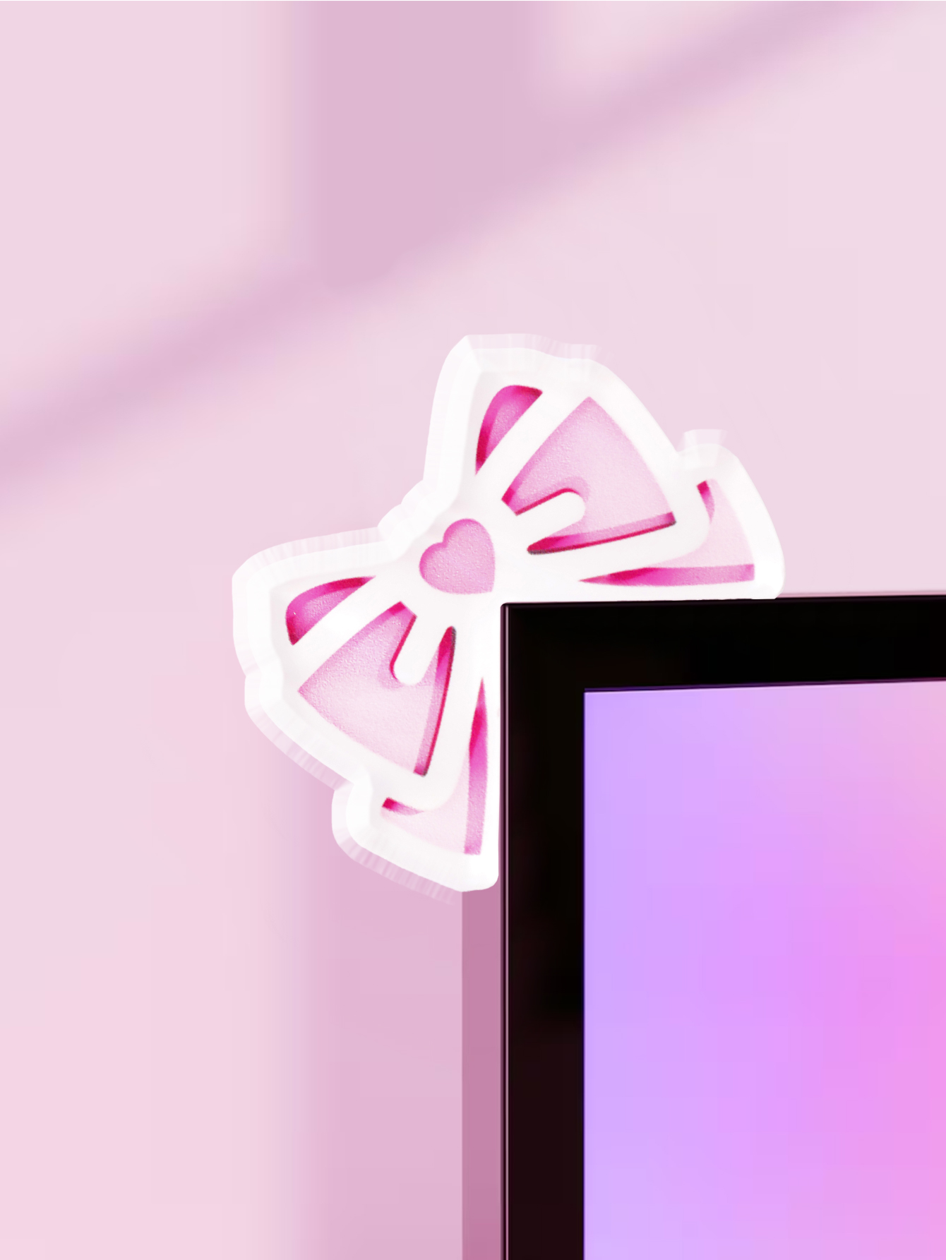 Pc Gaming Pink - Decorazione per monitor con fiocco Kawaii