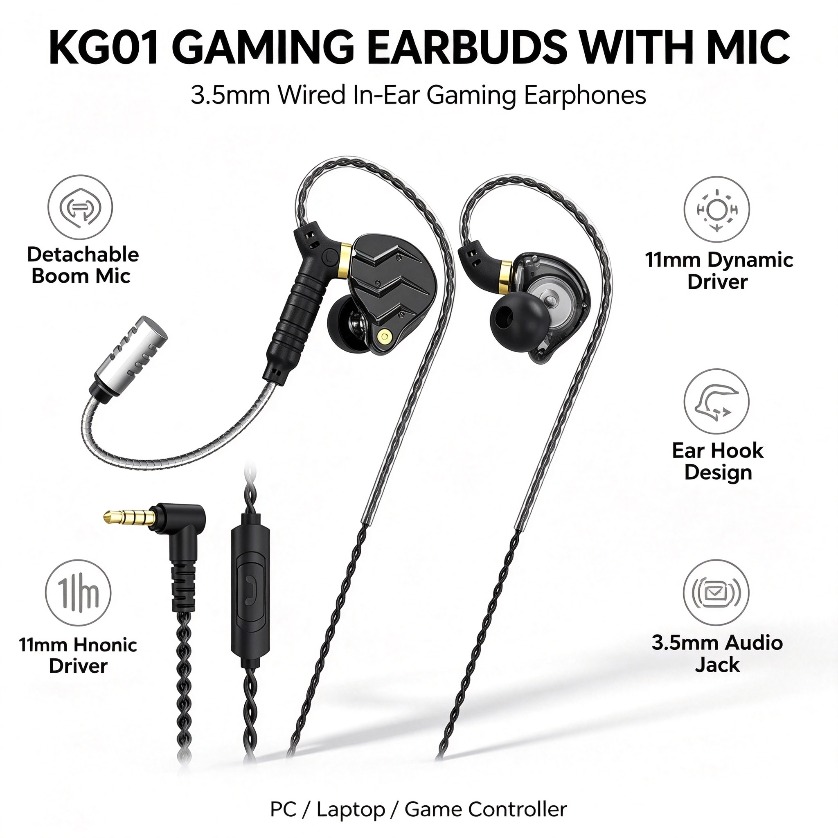 Auricolari con microfono cabla - Pc Gaming Earbuds recensione e prezzo